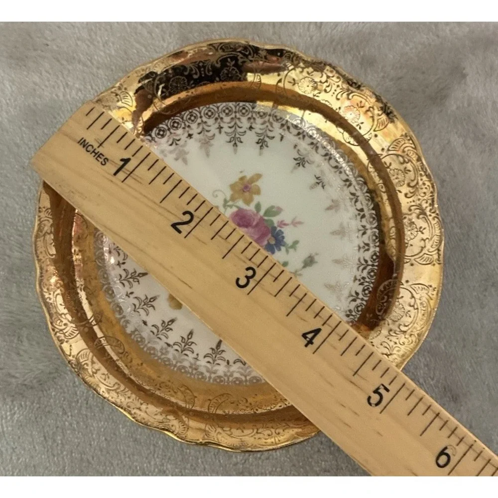 Vintage Vogue Gold Filigree Saucer White Floral 22k Gold Homer Laughlin (5)